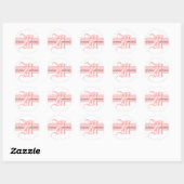 Élégant Sticker Mariage Monogramme blanc et rose (Feuille)