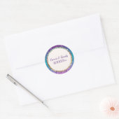 Élégant Sticker Mariage Turquoise violet or (Enveloppe)