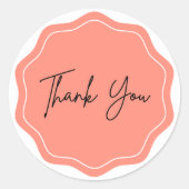 Élégant Sticker "Merci" - Coral Wavy Border (Devant)