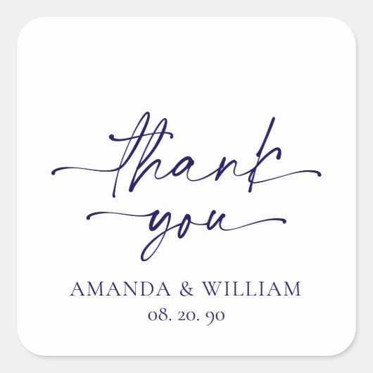 Élégant Sticker Merci Mariage blanc (Devant)