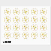 Élégant Sticker Monogram Gold et White Mariage (Feuille)