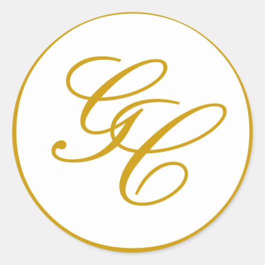 Élégant Sticker Monogram Gold et White Mariage (Devant)