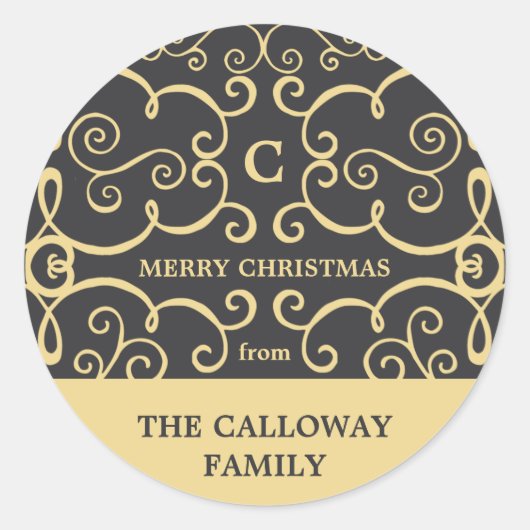 Élégant Sticker Monogram Holiday / Or (Devant)