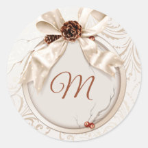 Élégant Sticker Monogramme de mariage hivernal