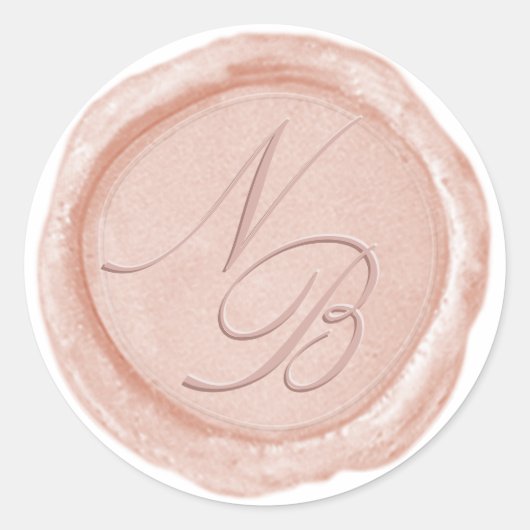 Élégant Sticker Pastel Peach Wax Monogram (Devant)