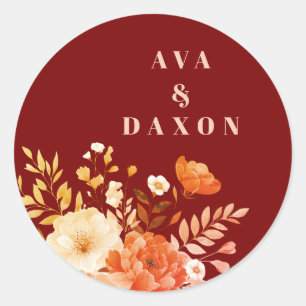 Élégant Sticker rond Mariage de Bourgogne