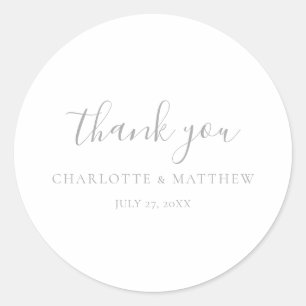 Élégant Sticker rond Merci en argent Mariage