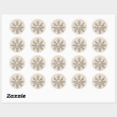 Élégant Sticker Snowflake Holiday Round (Feuille)