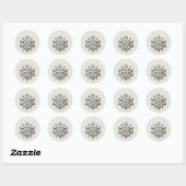 Élégant Sticker Snowflake Holiday Round (Feuille)