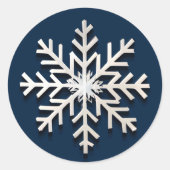 Élégant Sticker Snowflake Holiday Round (Devant)