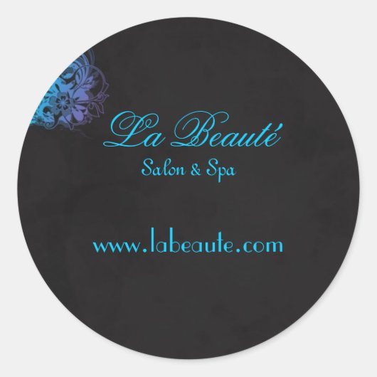Élégant Sticker Spa Salon Floral Blue Turquoise (Devant)