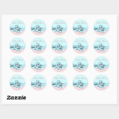 Élégant Stickers Baby shower bleu rose Turquoise (Feuille)