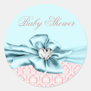 Élégant Stickers Baby shower bleu rose Turquoise