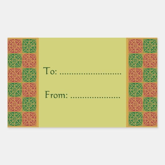 Élégant Stickers Cadeaux Fleur de Lis Rouge Vert (Devant)