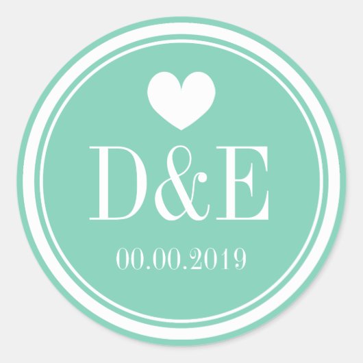 Élégant stickers de mariage vert menthe (Devant)