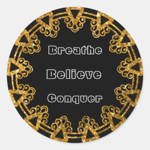 Élégant Stickers de Motivation Mandala Noir & Or