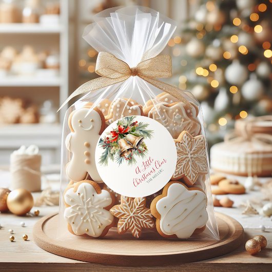 Élégant Stickers de Noël Rond |Rouge, vert, or