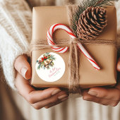 Élégant Stickers de Noël Rond |Rouge, vert, or