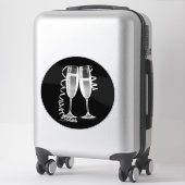 Élégant Stickers en verre de Champagne d'argent no (Sur valise)