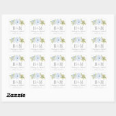 Élégant Stickers Printemps Floral Dusty Blue Weddi (Feuille)