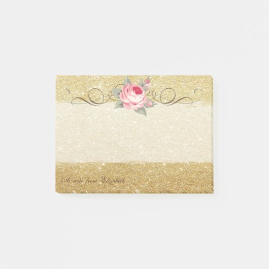 Elegant stijlvol, afbeelding, Roos, glitterij Post-it® Notes (Voorkant)