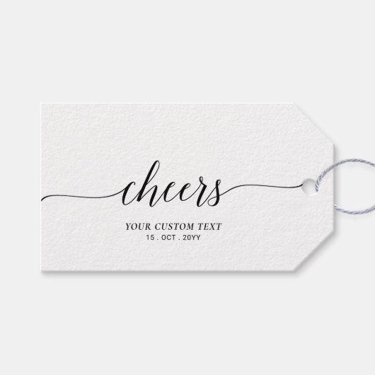 Elegant Stijlvol Black Lettering Cheers Event Part Cadeaulabel (Voorkant (Horizontaal))