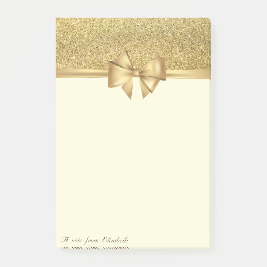 Elegant Stijlvol, Bow, Gold Glitter Post-it® Notes (Voorkant)