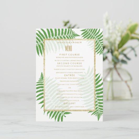 Elegant Stijlvol Bracken Bruiloft Menu (Staand voorkant)