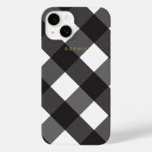 Elegant Stijlvol Classic Zwart Gingham en Goud Case-Mate iPhone Case (Achterkant)