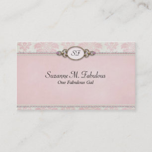 Elegant stijlvol Damask in Roze Cream Visitekaartje