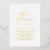 Elegant stijlvol Elopement Reception Gold Folie Uitnodiging (Voorkant)