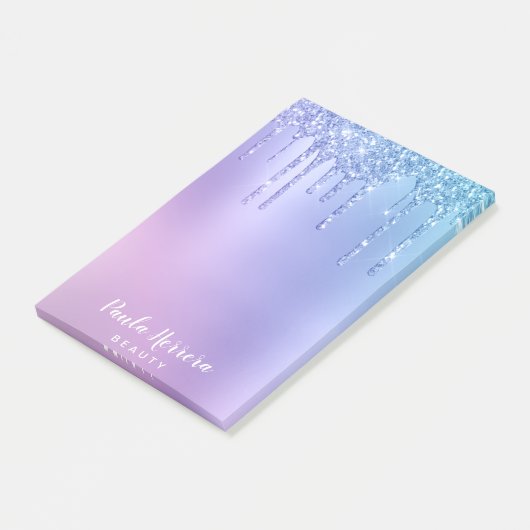 Elegant, stijlvol en paars glitter druppelaar post-it® notes (Schuin)