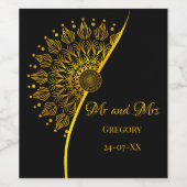 Elegant stijlvol etnisch mandala zwart  wijn etiket (Enkel label)