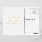 Elegant stijlvol Faux Gold Script White Hartelijk Folie Uitnodiging Briefkaart (Achterkant)