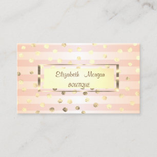 Elegant Stijlvol,Gestreepte Gouden Lijst,Confetti Visitekaartje