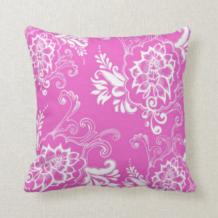 Elegant, stijlvol. girale roze floraal kussen