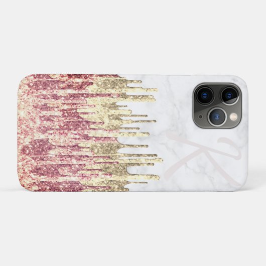 Elegant stijlvol glitter druppelt wit marmer Case-Mate iPhone case (Achterkant (horizontaal))