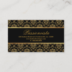 Elegant stijlvol Gold Black Damask Visitekaartje