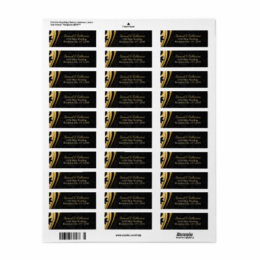 Elegant stijlvol Gold Black Deco Weddenschap Aange Etiket (Full Sheet)