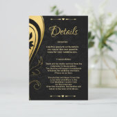 Elegant stijlvol Gold Black Deco Weddenschap - Geg Informatiekaartje (Staand voorkant)
