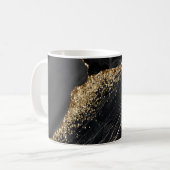 Elegant stijlvol Gold Glitter Sequins Black Marble Koffiemok (Voorkant links)