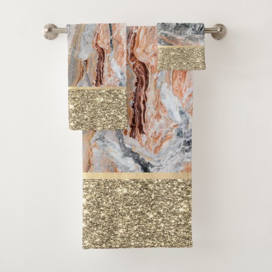 Elegant stijlvol goud Glitter Shiny Marble Stone Bad Handdoek (Insitu)