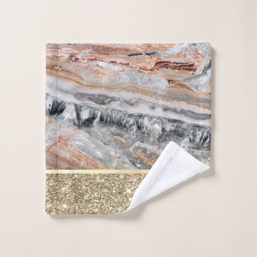 Elegant stijlvol goud Glitter Shiny Marble Stone Bad Handdoek (Wasdoekje)