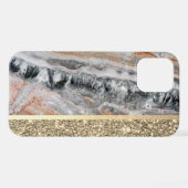 Elegant stijlvol goud Glitter Shiny Marble Stone iPhone Hoesje (Achterkant horizontaal)