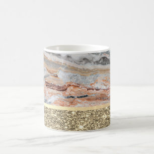 Elegant stijlvol goud Glitter Shiny Marble Stone Koffiemok