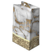 Elegant stijlvol goud Glitter Shiny White Marble Klein Cadeauzakje (Achterkant Gekanteld)