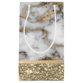 Elegant stijlvol goud Glitter Shiny White Marble Klein Cadeauzakje (Voorkant)