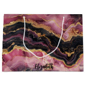 Elegant Stijlvol Gouden Glitter Zwart Bourgogne Ma Groot Cadeauzakje (Voorkant)