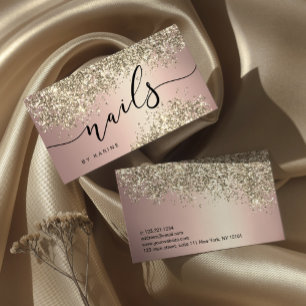 Elegant stijlvol goudglitter metalen nagels visitekaartje