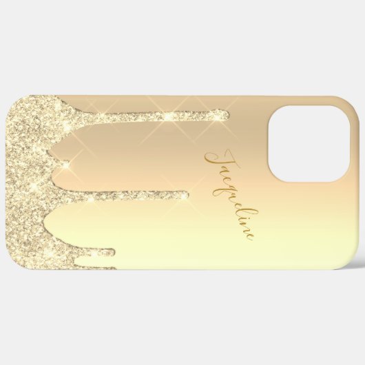Elegant stijlvol goudglitterdruppels Case-Mate iPhone case (Achterkant (horizontaal))
